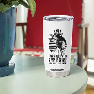 Native American Heritage Pride Gift Tumbler Cup I Am A Cherokee Born With Heart On My Sleeve