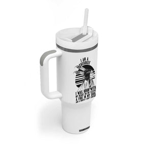 Native American Heritage Pride Gift Tumbler With Handle I Am A Cherokee Born With Heart On My Sleeve