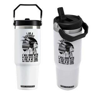 Native American Heritage Pride Gift Flip Straw Tumbler I Am A Cherokee Born With Heart On My Sleeve