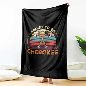 Cherokee Heritage Pride Throw Blanket Vintage Sunset Tomahawk Native American Graphic