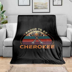 Cherokee Heritage Pride Throw Blanket Vintage Sunset Tomahawk Native American Graphic