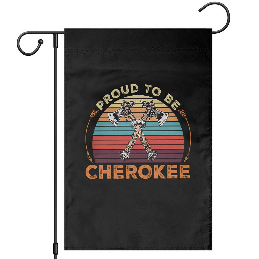 Cherokee Heritage Pride Garden Flag Vintage Sunset Tomahawk Native American Graphic