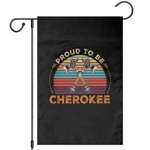 Cherokee Heritage Pride Garden Flag Vintage Sunset Tomahawk Native American Graphic