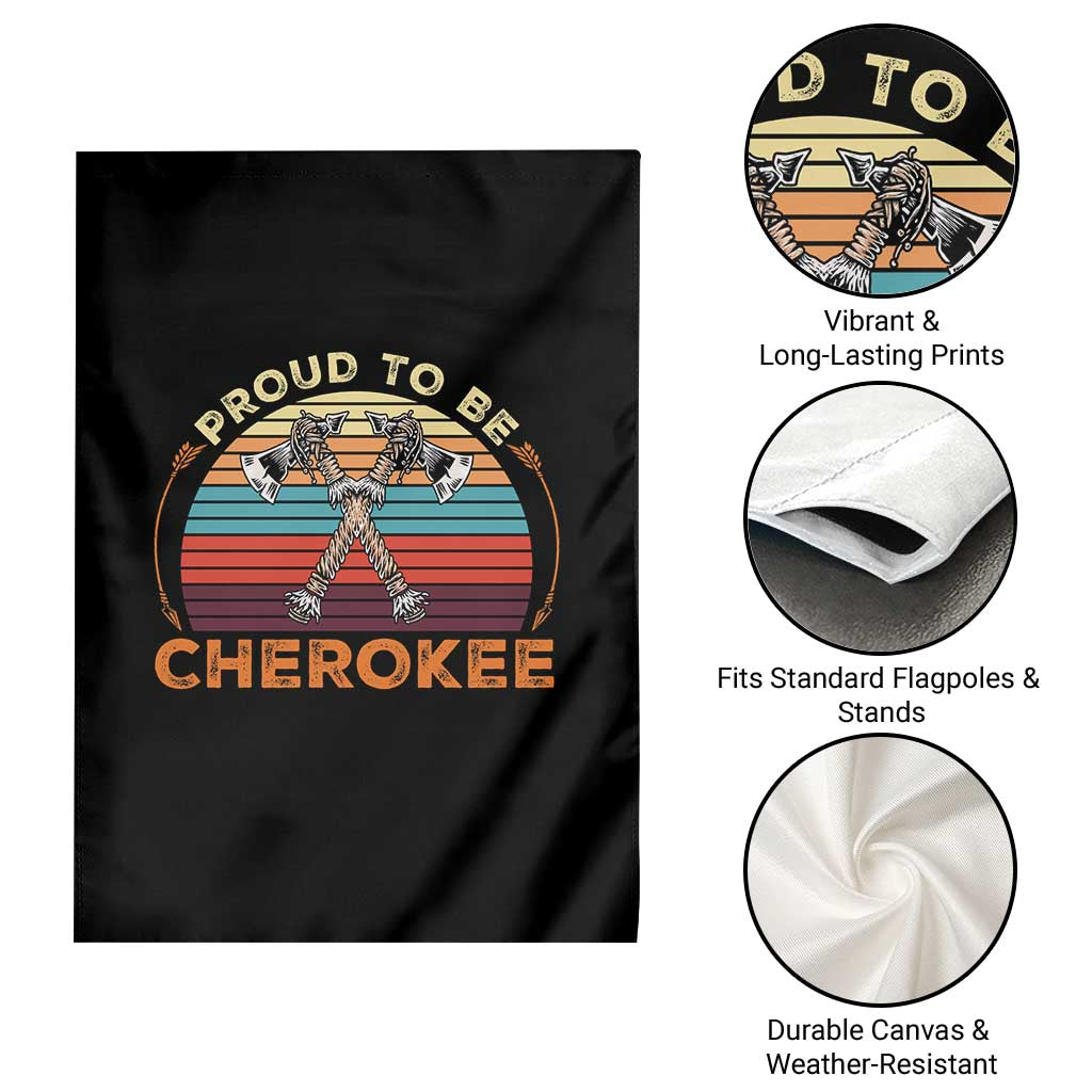 Cherokee Heritage Pride Garden Flag Vintage Sunset Tomahawk Native American Graphic