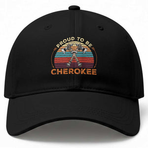 Cherokee Heritage Pride Baseball Cap Vintage Sunset Tomahawk Native American Graphic