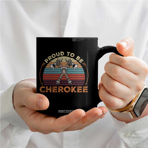 Cherokee Heritage Pride Coffee Mug Vintage Sunset Tomahawk Native American Graphic