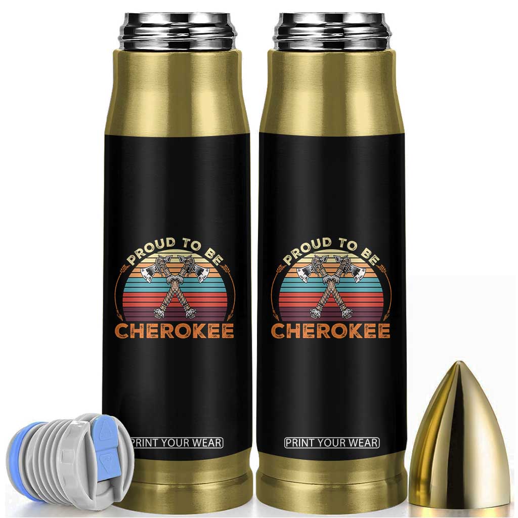Cherokee Heritage Pride Bullet Tumbler Vintage Sunset Tomahawk Native American Graphic