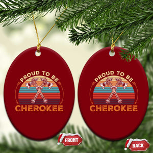 Cherokee Heritage Pride Ceramic Ornament Vintage Sunset Tomahawk Native American Graphic