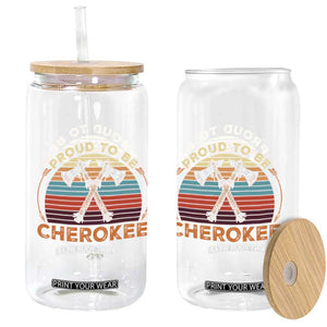 Cherokee Heritage Pride Glass Can Vintage Sunset Tomahawk Native American Graphic