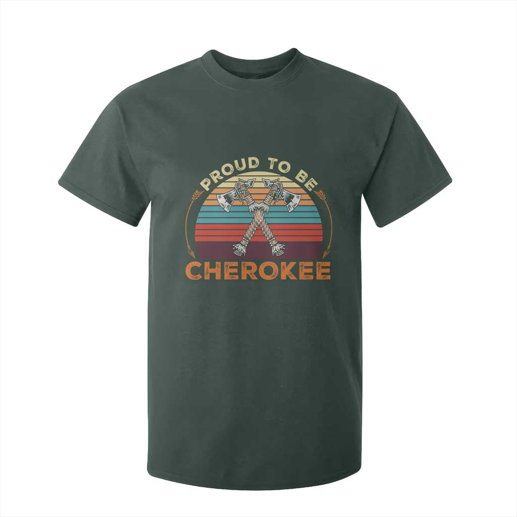 Cherokee Heritage Pride T Shirt For Kid Vintage Sunset Tomahawk Native American Graphic