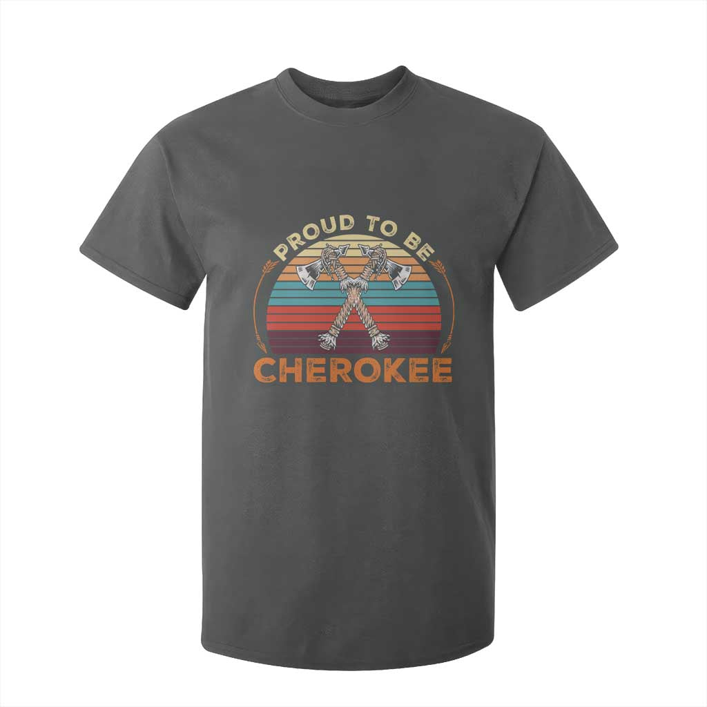 Cherokee Heritage Pride T Shirt For Kid Vintage Sunset Tomahawk Native American Graphic