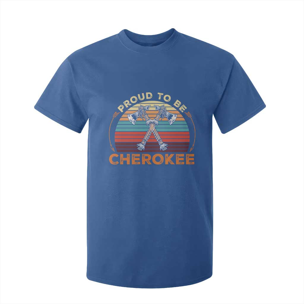 Cherokee Heritage Pride T Shirt For Kid Vintage Sunset Tomahawk Native American Graphic