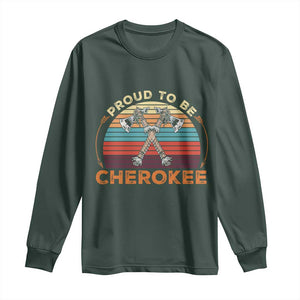 Cherokee Heritage Pride Long Sleeve Shirt Vintage Sunset Tomahawk Native American Graphic