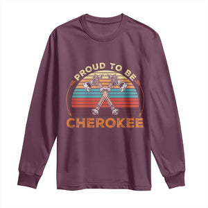 Cherokee Heritage Pride Long Sleeve Shirt Vintage Sunset Tomahawk Native American Graphic