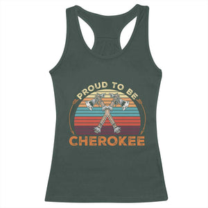 Cherokee Heritage Pride Racerback Tank Top Vintage Sunset Tomahawk Native American Graphic