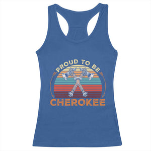 Cherokee Heritage Pride Racerback Tank Top Vintage Sunset Tomahawk Native American Graphic