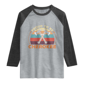 Cherokee Heritage Pride Raglan Shirt Vintage Sunset Tomahawk Native American Graphic
