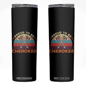 Cherokee Heritage Pride Skinny Tumbler Vintage Sunset Tomahawk Native American Graphic