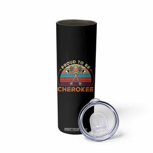 Cherokee Heritage Pride Skinny Tumbler Vintage Sunset Tomahawk Native American Graphic