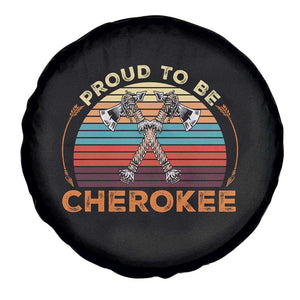 Cherokee Heritage Pride Spare Tire Cover Vintage Sunset Tomahawk Native American Graphic