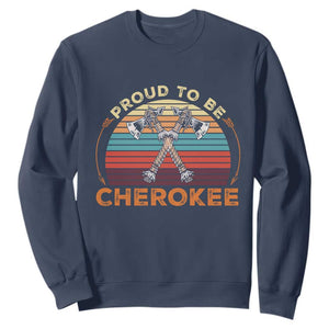 Cherokee Heritage Pride Sweatshirt Vintage Sunset Tomahawk Native American Graphic