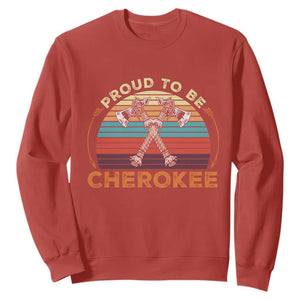 Cherokee Heritage Pride Sweatshirt Vintage Sunset Tomahawk Native American Graphic