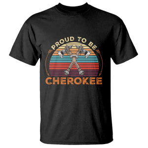 Cherokee Heritage Pride T Shirt Vintage Sunset Tomahawk Native American Graphic