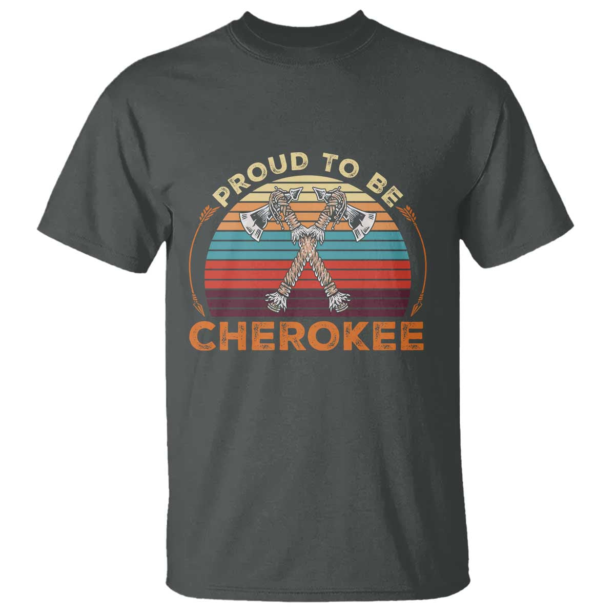 Cherokee Heritage Pride T Shirt Vintage Sunset Tomahawk Native American Graphic