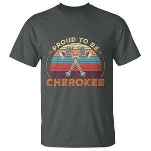 Cherokee Heritage Pride T Shirt Vintage Sunset Tomahawk Native American Graphic