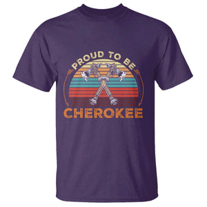 Cherokee Heritage Pride T Shirt Vintage Sunset Tomahawk Native American Graphic