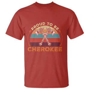 Cherokee Heritage Pride T Shirt Vintage Sunset Tomahawk Native American Graphic