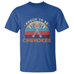 Cherokee Heritage Pride T Shirt Vintage Sunset Tomahawk Native American Graphic