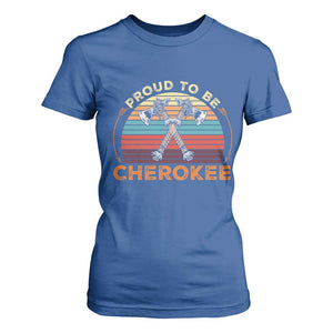 Cherokee Heritage Pride T Shirt For Women Vintage Sunset Tomahawk Native American Graphic