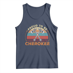 Cherokee Heritage Pride Tank Top Vintage Sunset Tomahawk Native American Graphic