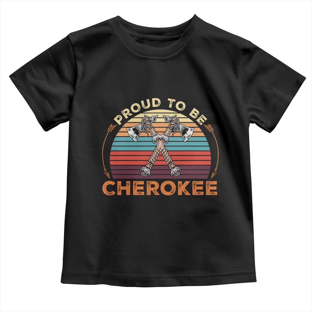 Cherokee Heritage Pride Toddler T Shirt Vintage Sunset Tomahawk Native American Graphic