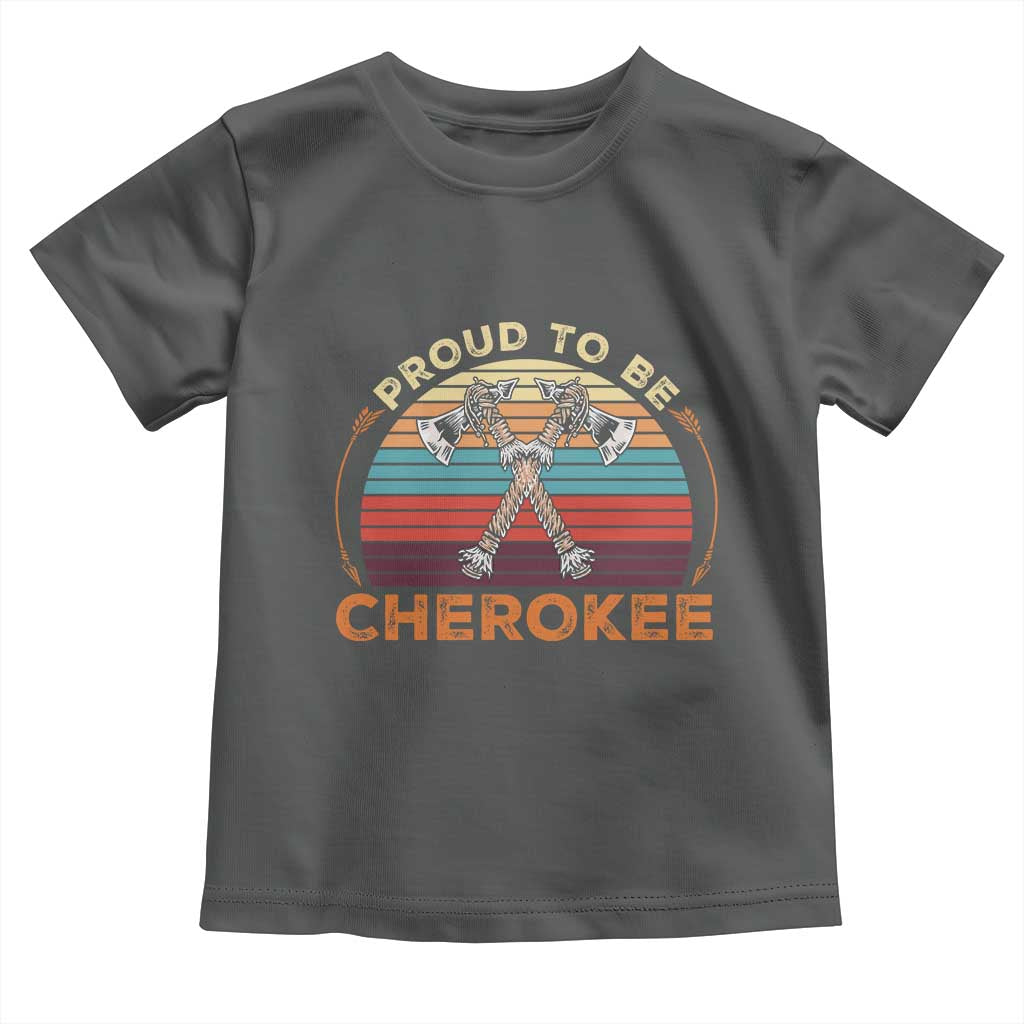 Cherokee Heritage Pride Toddler T Shirt Vintage Sunset Tomahawk Native American Graphic