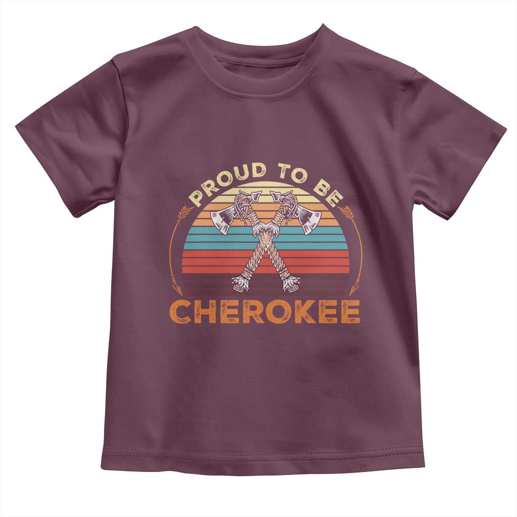 Cherokee Heritage Pride Toddler T Shirt Vintage Sunset Tomahawk Native American Graphic