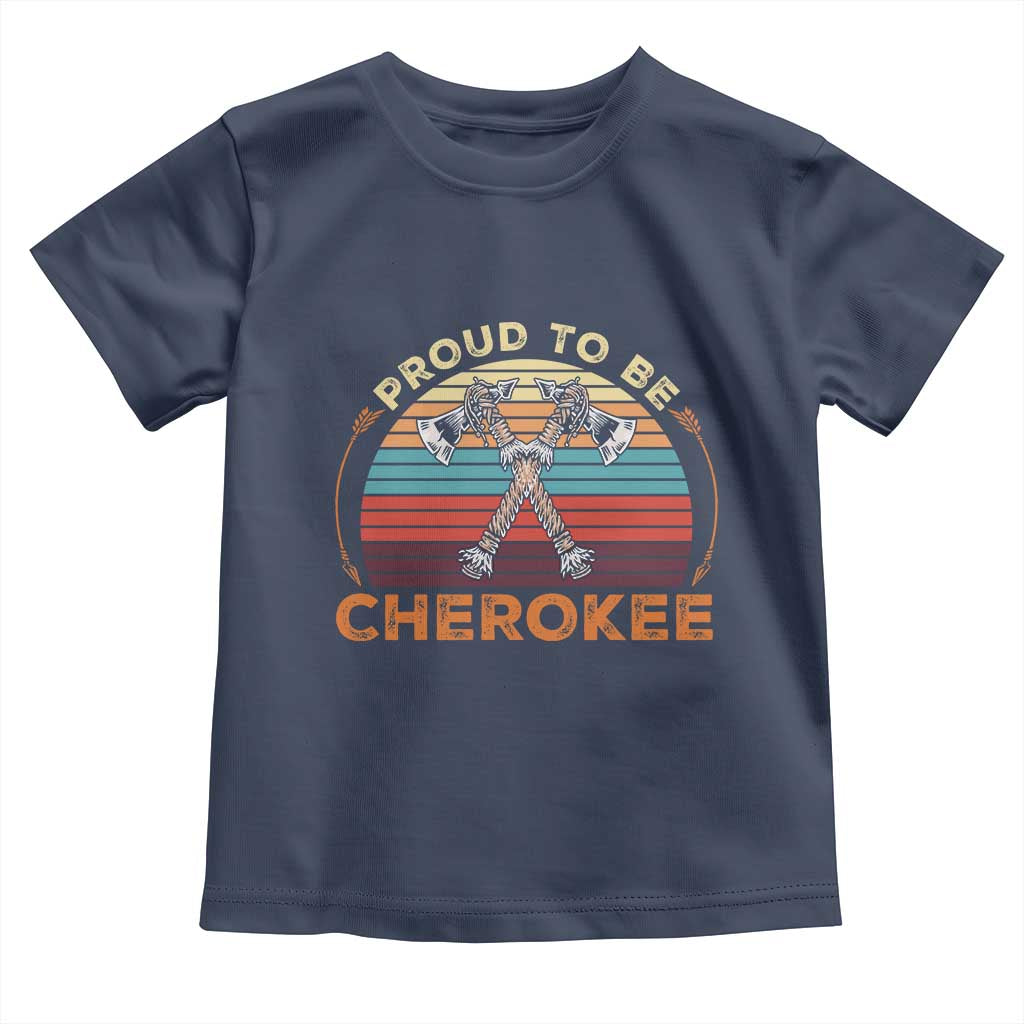 Cherokee Heritage Pride Toddler T Shirt Vintage Sunset Tomahawk Native American Graphic
