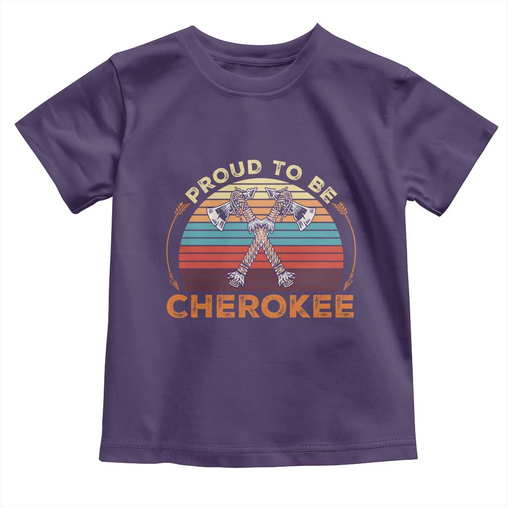 Cherokee Heritage Pride Toddler T Shirt Vintage Sunset Tomahawk Native American Graphic