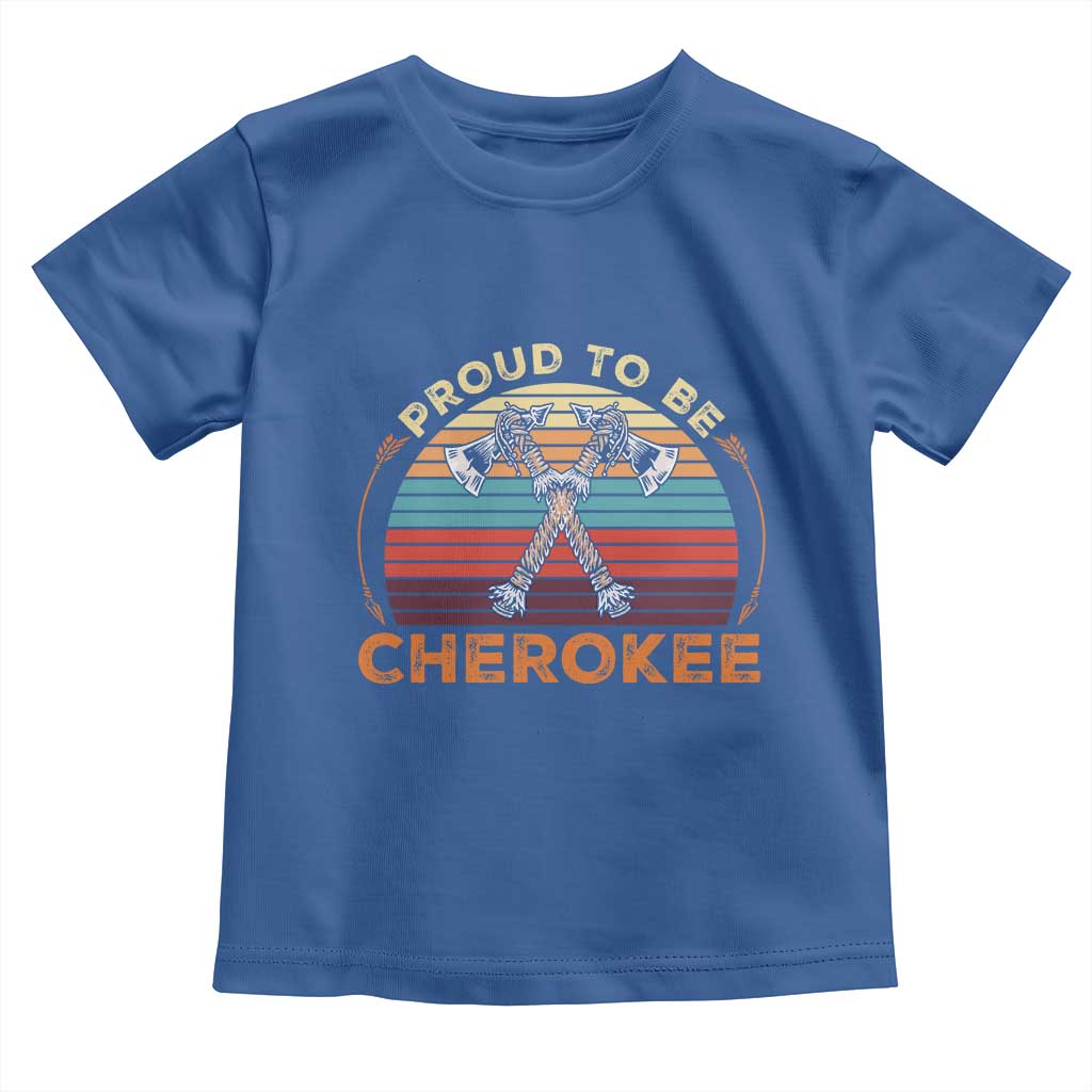 Cherokee Heritage Pride Toddler T Shirt Vintage Sunset Tomahawk Native American Graphic