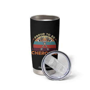 Cherokee Heritage Pride Tumbler Cup Vintage Sunset Tomahawk Native American Graphic