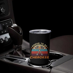 Cherokee Heritage Pride Tumbler Cup Vintage Sunset Tomahawk Native American Graphic