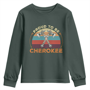Cherokee Heritage Pride Youth Sweatshirt Vintage Sunset Tomahawk Native American Graphic