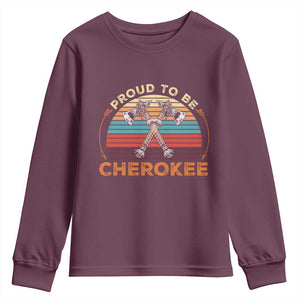 Cherokee Heritage Pride Youth Sweatshirt Vintage Sunset Tomahawk Native American Graphic