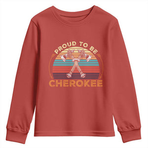 Cherokee Heritage Pride Youth Sweatshirt Vintage Sunset Tomahawk Native American Graphic