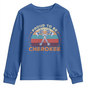 Cherokee Heritage Pride Youth Sweatshirt Vintage Sunset Tomahawk Native American Graphic
