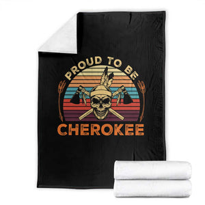 Cherokee Heritage Pride Throw Blanket Vintage Native American Warrior Skull