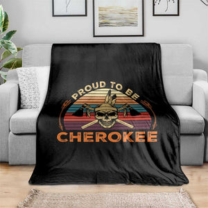 Cherokee Heritage Pride Throw Blanket Vintage Native American Warrior Skull