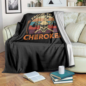 Cherokee Heritage Pride Throw Blanket Vintage Native American Warrior Skull