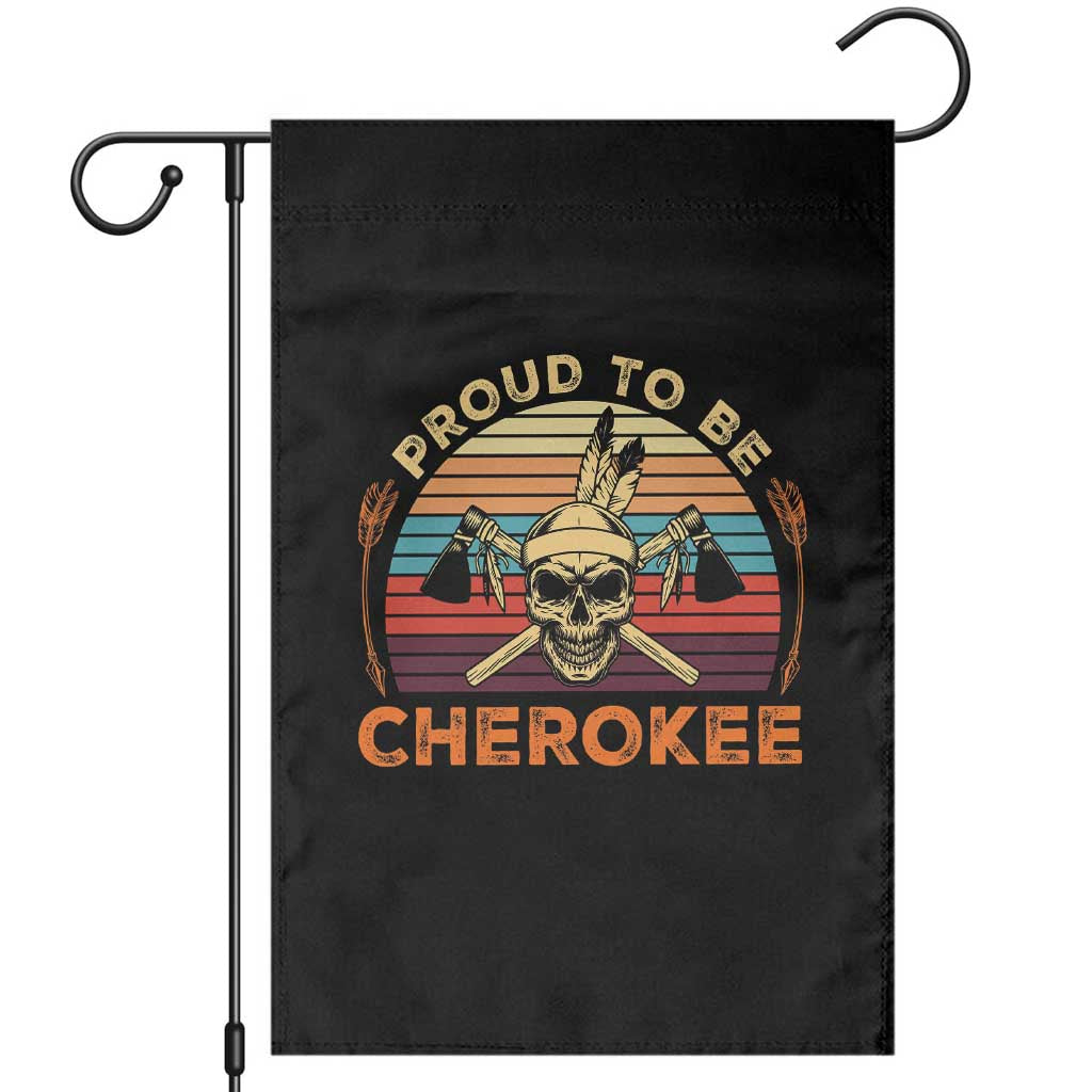Cherokee Heritage Pride Garden Flag Vintage Native American Warrior Skull